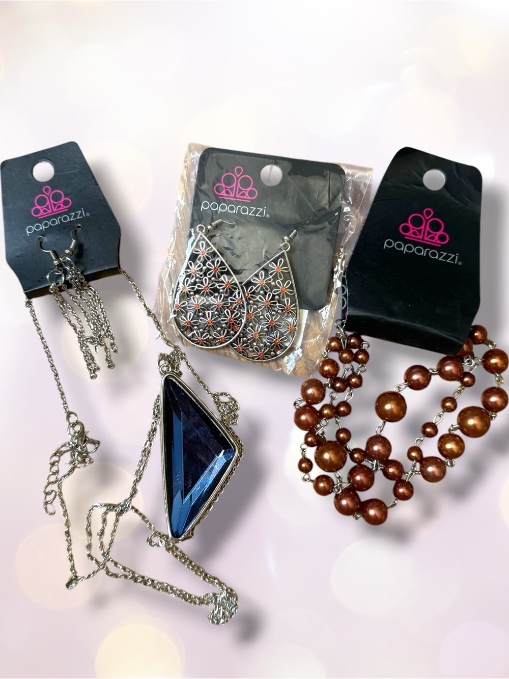 paparazzi Silver Filigree Teardrop Earrings with Orange Centers